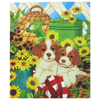 Купить Алмазная мозаика 21х25см. в ООР упаковке "Щенята" оптом